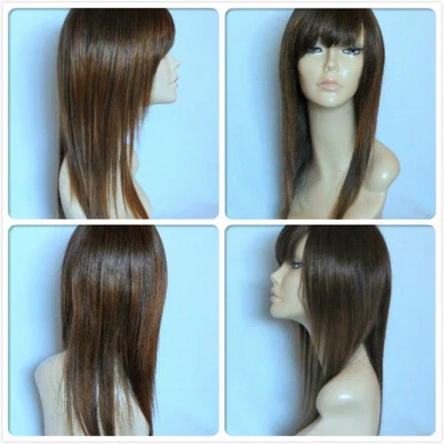 UPTRENDING high heat resistant off black & medium auburn lady women's daily full wig UK