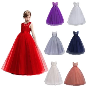 Flower Girls Kids Party Maxi Dress Wedding Princess Dresses Formal For 3-14 Age - Picture 1 of 96