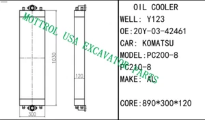 20Y-06-42570 20Y-03-42571 OIL COOLER FITS PC200-8 PC220-8 BY FEDEX EXPRESS - Picture 1 of 12