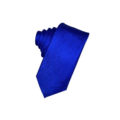 New Men's Polyester Woven 2.5" skinny necktie paisley royal blue wedding formal - Image 1 of 2