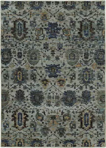 3x5 Sphinx Blue Scrolls Vines Bulbs Floral Area Rug 7120A - Aprx 3' 3" x 5' 2" - Picture 1 of 1