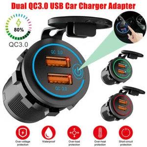 5-12V Car Charger Socket QC3.0 Dual USB Port Volt Display Phone Fast Charging XL - Picture 1 of 13
