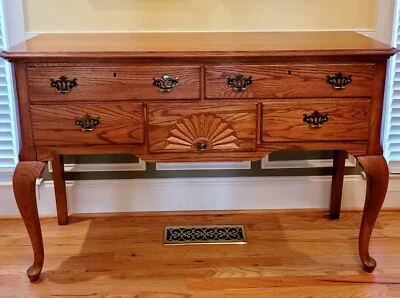 Thomasville Furniture Solid Oak Lowboy Five Drawer Buffet Server - 36"x56"x17" - Image 1 of 4