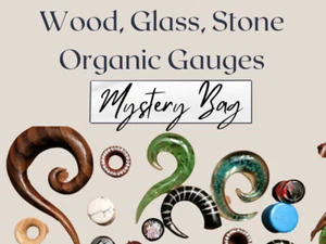 Organic Plugs Spirals Gauges Mystery Box Ear Stretching Wood Glass Stone tunnels - Picture 1 of 9