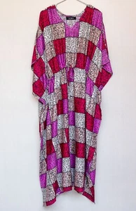 Cotton Batwing Caftan Kaftan Casual Plus Size Loose Dress Maxi Nighty- H3 P4030 - Picture 1 of 6