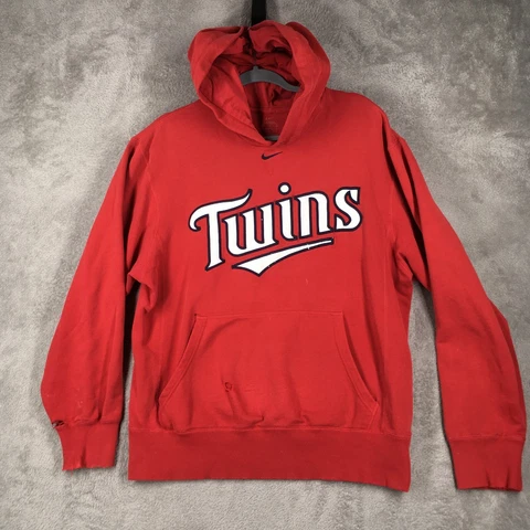 Nike Minnesota Twins Hoodie Men Medium Red Center Swoosh Distressed MLB Baseball Cover
