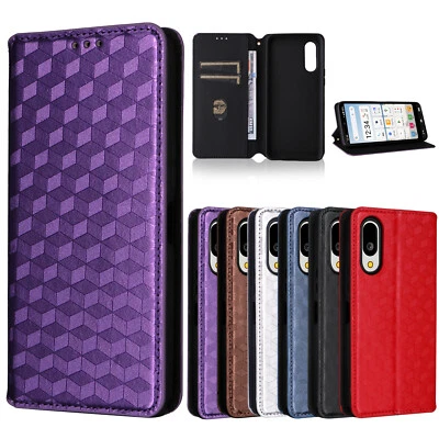 For Sharp Aquos Basio Active 3 Fashion Grid Wallet Flip Leather Stand Cover Case - Image 1 of 4