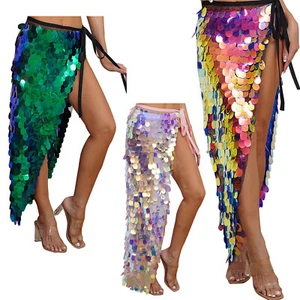 Gonna Clubwear Donna Carnevale Danza Ventre Hip Festival Costumi Danza Paillettes - Foto 1 di 27