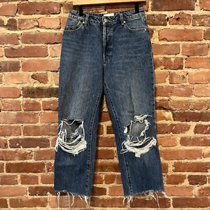 Rolla’s Classic Straight High Rise Regular Fit Size 27 Distressed Raw Hem Crop - Picture 1 of 10