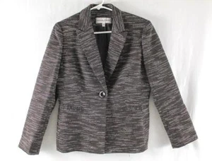 Vintage Jones New York Suit Petite Blazer Jacket Women's Size 10P Brown Black - Picture 1 of 5