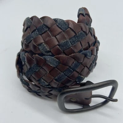 Cinturón de cuero trenzado Gap marrón castaño denim pequeño Foto 1 de 4