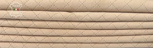 LIGHT SAND QUILTED SUEDE Soft Italian Lambskin leather 3 skins 15sqf 0.9mm B7365 - Picture 1 of 7