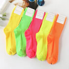 Neon Fluorescent Crew Socks Streetwear Accessory Bright Colored Rave Stockings