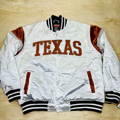 NUEVA XL Chaqueta Texas Longhorns Franchise Club Power Satén Completa Blanca Foto 1 de 4