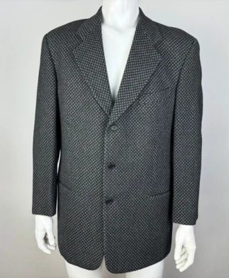 Mani Italy Vtg Wool Ventless Three-Button Blazer Mens 43-45? Lined Pockets Gray - Image 1 of 4