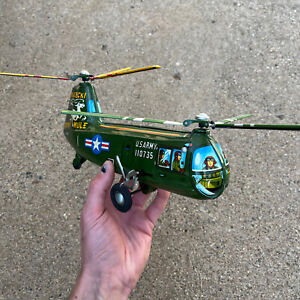 ALPS Piasecki Army Mule Twin-Rotor Helicopter Tin Toy Vintage