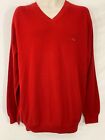 Lacoste ~ Mens Us: Xl ~ Red 100% Cotton Waffle Knit Pullover V-Neck Golf Sweater
