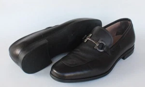 Salvatore Ferragamo Gancini Loafers Mens Shoes Size 8.5 E in Dark Grey Leather - Picture 1 of 12