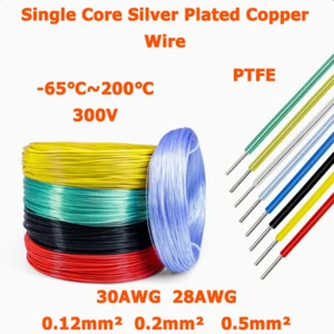 30AWG/28AWG ~0,5mm² Einzelader versilberter Kupferdraht PTFE isoliertes Kabel - Picture 1 of 25