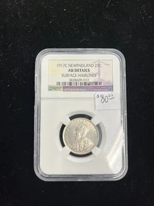 1917C Newfndland 25C- AU Details- Surface Hairlines - Picture 1 of 2