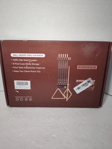 Pool Stick Holder Wall Mount, Hardwood Billiards Pool 6 Cue Rack, Pool Cue Set - Picture 1 of 3