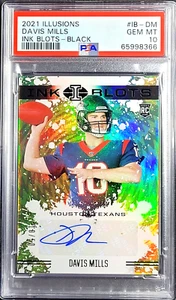 2021 Illusions DAVIS MILLS Jersey #10/50 INK BLOTS BLACK HOLO Auto RC PSA 10 GEM - Bild 1 von 6