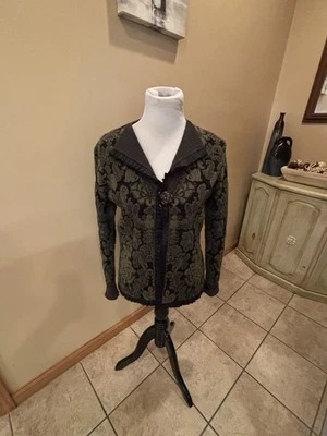 Cárdigan Suéter de Lana Diseño Islandés con Botón Decorativo Frontal Talla Pequeña Foto 1 de 4