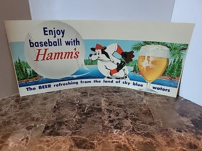 (VTG) 1950-е Hamms пиво медведь бейсбол рекламный знак Миннесота  - Изображение 1 из 4