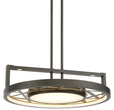Metropolitan N7524-L Tribeca 20"W LED Drum Chandelier - Smoked Iron / Soft Brass Foto 1 de 4