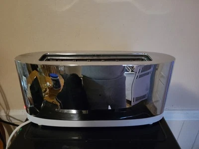 Vintage 2005 Alessi SG68 Two Slice Toaster Made in Italy Chrome White Clean. - Image 1 of 4