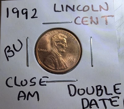 💎 1992 Lincoln Memorial Penny. Doubled Date - Close A M💥 - Image 1 of 4