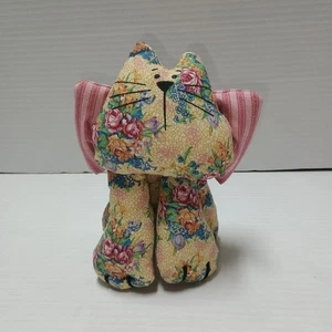 Handgefertigter Stoff Plüsch Kätzchen Katze mit Schleife Regal Sitter - Bild 1 von 6