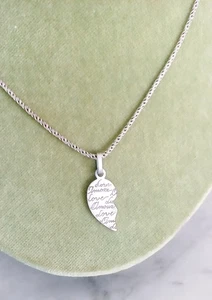 COLLANA a catena IN ARGENTO 925 con charm cuore spezzato Love Amour Amore Italy - Foto 1 di 12