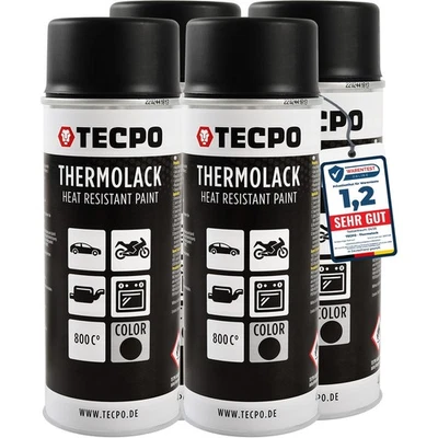 4x400 ml HOCHTEMPERATUR SPRÜHLACK SCHWARZ MATT AUSPUFF OFENLACK 800°C HITZEFEST - Bild 1 von 4