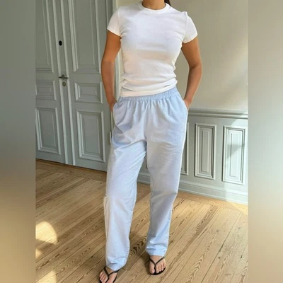 Nuevos pantalones Djerf Avenue Breezy en azul para mujer talla mediana 100 % algodón Foto 1 de 4