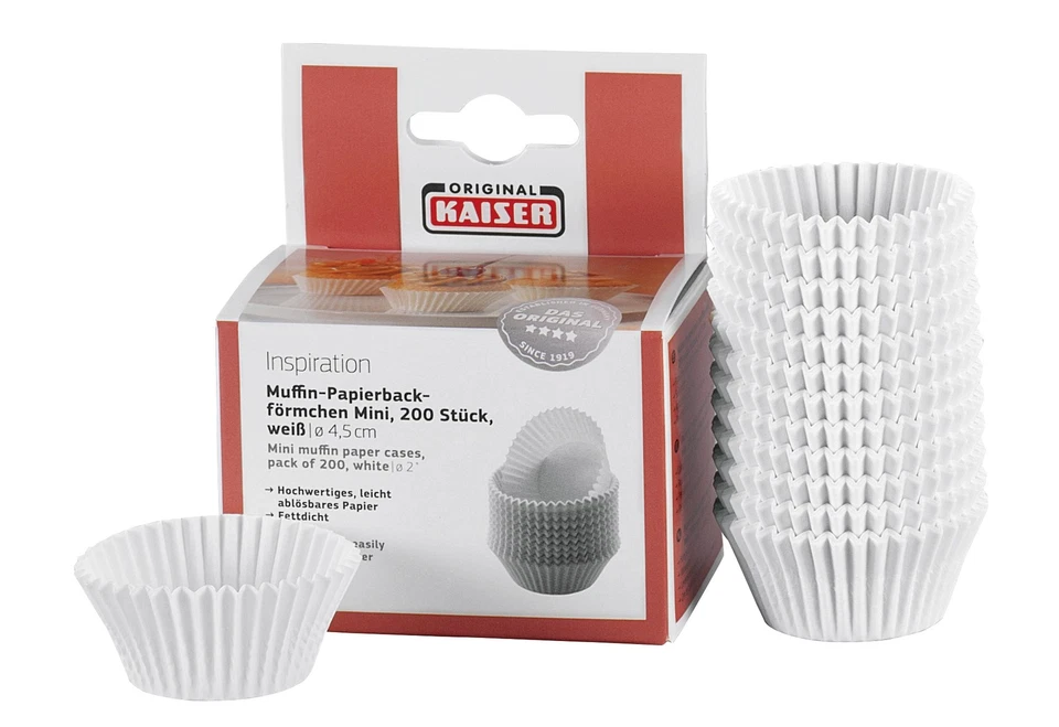 KAISER Mini-Muffin-Papierbackförmchen weiß 200St. - Bild 1 von 1