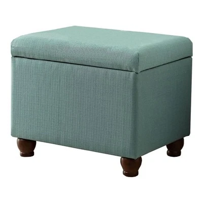 HomePop Transitional Fabric Textured Medium Storage Ottoman in Aqua Blue - Image 1 of 4