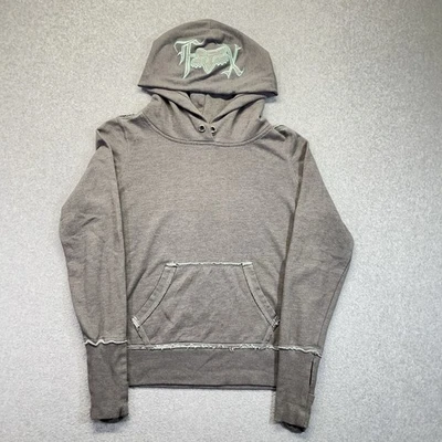 Fox Racing Y2K Women’s Large Grey Pullover Hooded Sweatshirt Pocket Thumb Holes - Image 1 of 4
