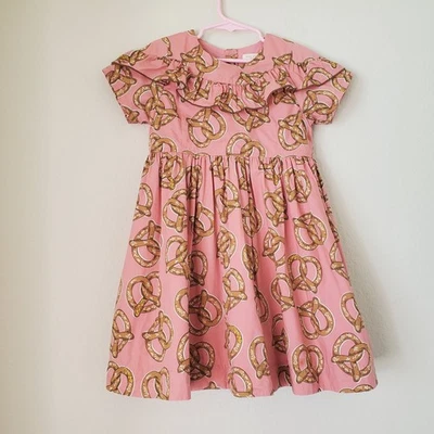 Pink Chicken Girls cotton pretzel print dress size 6Y - Image 1 of 4