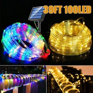 39FT Outdoor Solar String Lights Rope Waterproof LED PVC Fairy Tube Light Garden - Picture 1 of 28