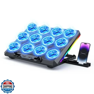 Trullypine Tapis de Refroidissement pour Ordinateur Portable avec 12 Ventilateurs Silencieux, Slim Portable pour 12-17,3 I - Photo 1/5