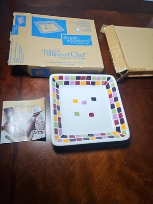 The Pampered Chef Simple Additions Tiles Small Square Plate Dish #2024 ~ New NIB - Image 1 of 4