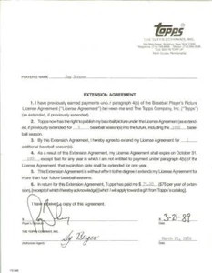 1989 seattle mariner topps contract jay buhner,sy berger signed autograph  - Picture 1 of 1