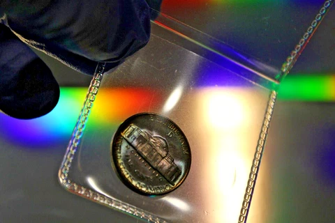1943 D WAR NICKEL(MULTI COLOR TARGET TONED;6 FS) MUSEUM QUALITY 67 OR 68~ 1 OF 1 Cover
