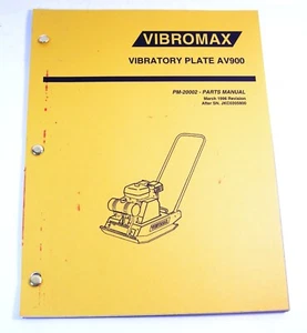 Vibromax AV900 Vibratory Plate Compactor Parts Manual Book After S/N JKC0305800 - Picture 1 of 4