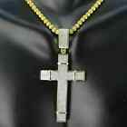 4Ct Round Cut Lab-Created Moissanite 14K Yellow Gold Plated Cross Men's Pendant