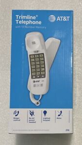 AT&T ATT210 Corded Trimline Telephone Phone W/ 13 Number Memory & Lighted Keypad