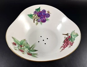 Chodziez Poland Pierced Fruit Washing Bowl Berries Pattern Gold Edged - Picture 1 of 6