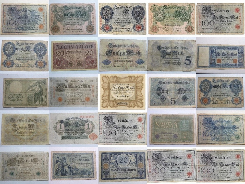 German Empire Banknotes to WWI 1898-1919 Various Mark Notes by type: See Menu - Image 1 of 1