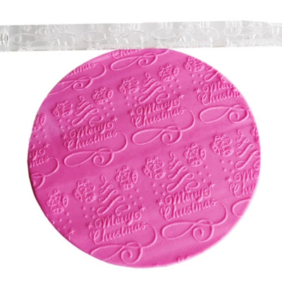 Merry Christmas Rolling Pin Embossed Fondant Icing Cake Decorating Pastry Crafts - Image 1 of 4
